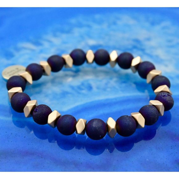 OOAK Purple Druzy Agate Stackable Bracelet - Picture 2 of 3